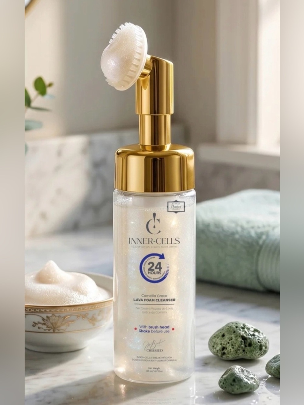 INNER-CELLS w/ Hyaluronic Acid & Multi Peptide Lava Foaming Cleanser facial wash